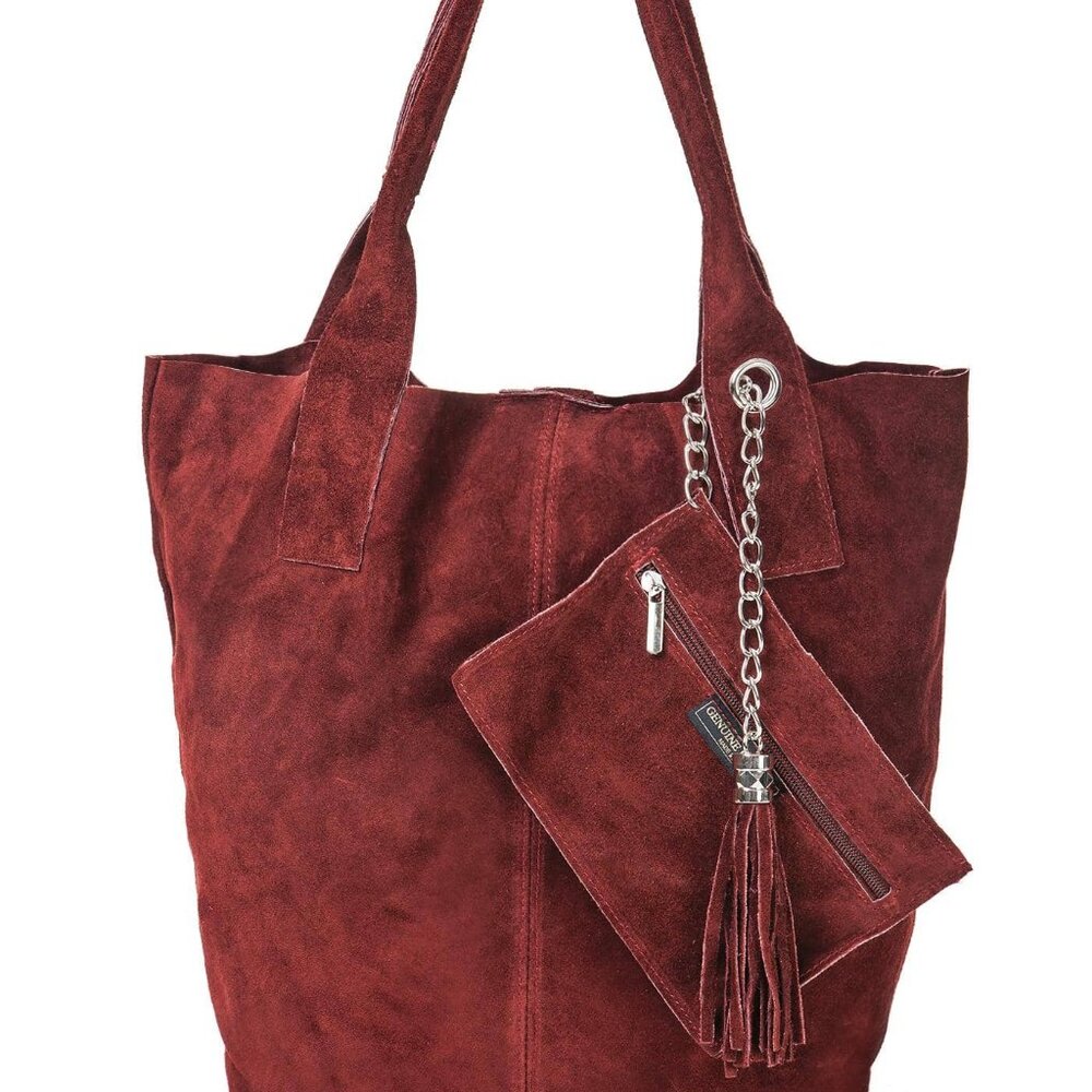 Genuine Leather Suede Tote Bag